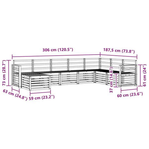 Комплект дивани за открито 8 pcs Бяло 306 x 187,5 x 73 см