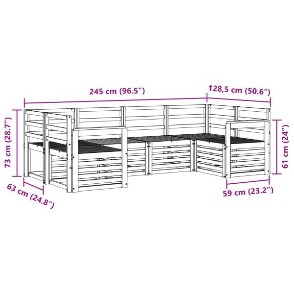 Комплект дивани за открито 6 pcs Бяло 245 x 128,5 x 73 см