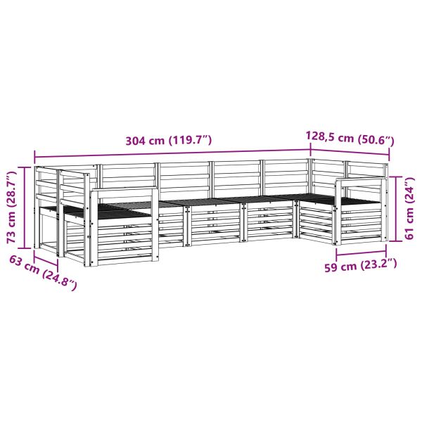 Комплект дивани за открито 7 pcs Бяло 304 x 128,5 x 73 см