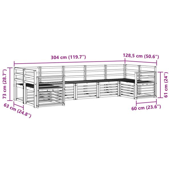 Комплект дивани за открито 7 pcs Бяло 304 x 128,5 x 73 см