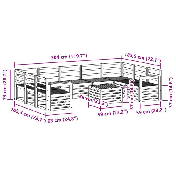 Комплект дивани за открито 10 pcs Бяло 59 x 59 x 37 см