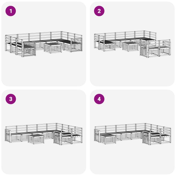Комплект дивани за открито 10 pcs Бяло 59 x 59 x 37 см