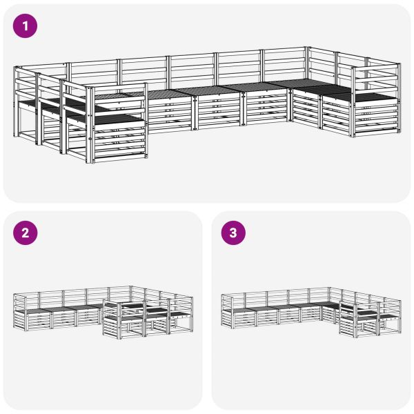 Комплект дивани за открито 10 pcs Бяло 363 x 185,5 x 73 см