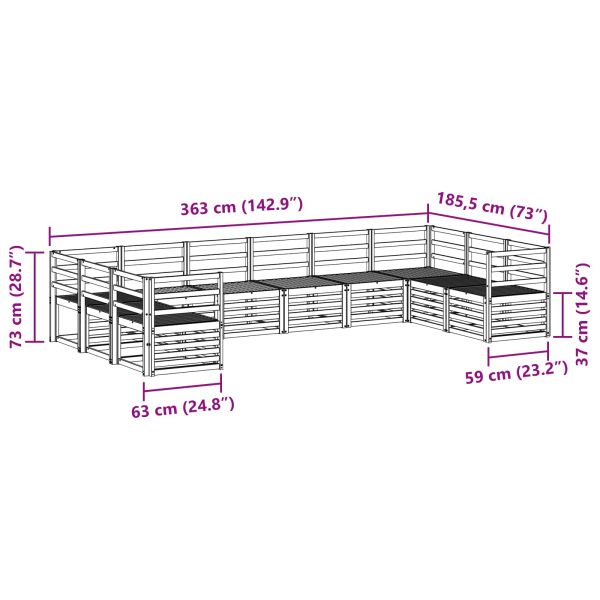 Комплект дивани за открито 10 pcs Бяло 363 x 185,5 x 73 см