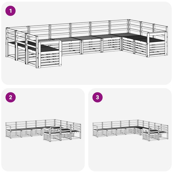 Комплект дивани за открито 10 pcs Бяло 363 x 187,5 x 73 см