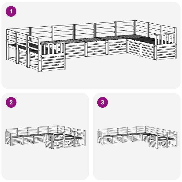 Комплект дивани за открито 10 pcs Бяло 363 x 187,5 x 73 см
