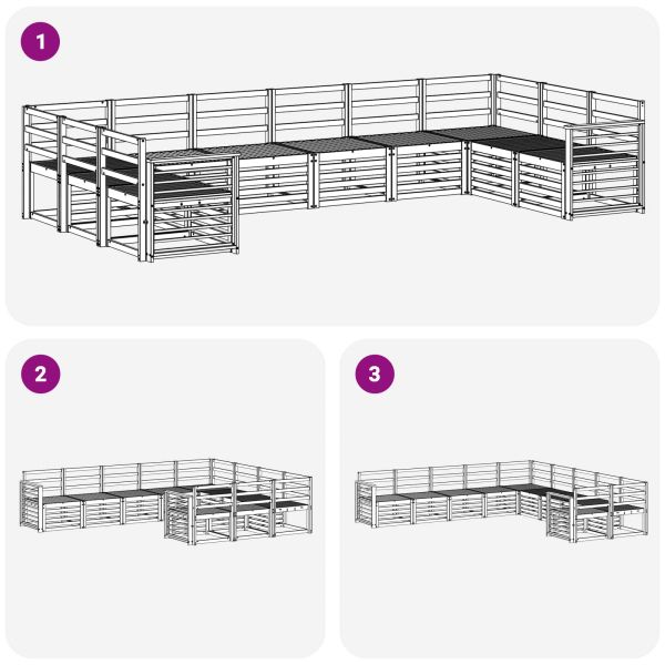 Комплект дивани за открито 10 pcs Бяло 363 x 187,5 x 73 см
