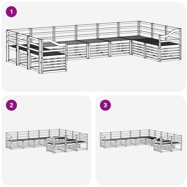 Комплект дивани за открито 10 pcs Бяло 363 x 185,5 x 73 см