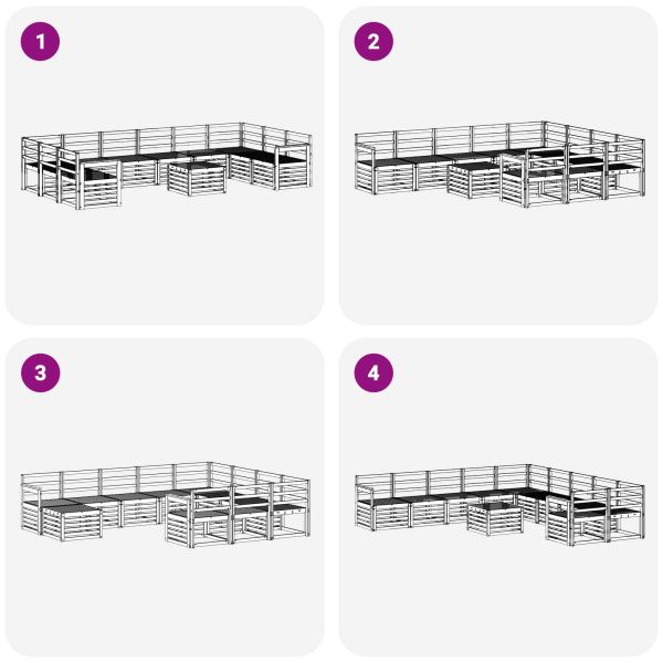 Комплект дивани за открито 11 pcs Бяло 59 x 59 x 37 см