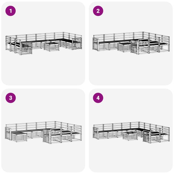 Комплект дивани за открито 11 pcs Бяло 59 x 59 x 37 см