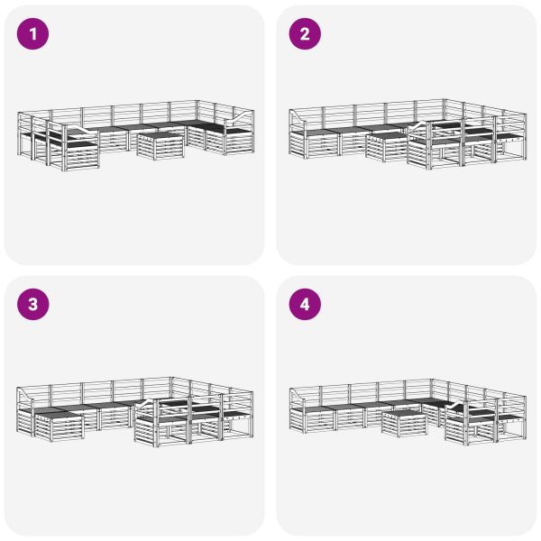 Комплект дивани за открито 11 pcs Бяло 59 x 59 x 37 см