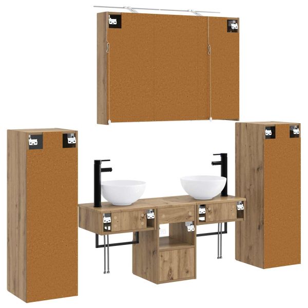 Комплект мебели за баня 6 pcs Дъб артизан