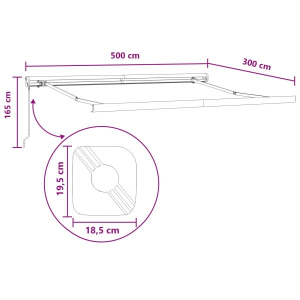 Прибираща се тента Пясък 500 × 300 cm Платно и алуминий