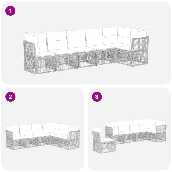Градински Софа Комплект 6 pcs Черно полиратан
