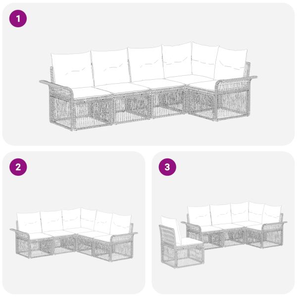 Градински Софа Комплект 5 pcs Черно полиратан