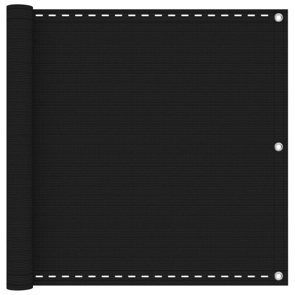 Балконен екран Черно 75 x 800 cm HDPE и алуминий
