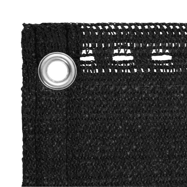 Балконен екран Черно 75 x 1000 cm HDPE и алуминий
