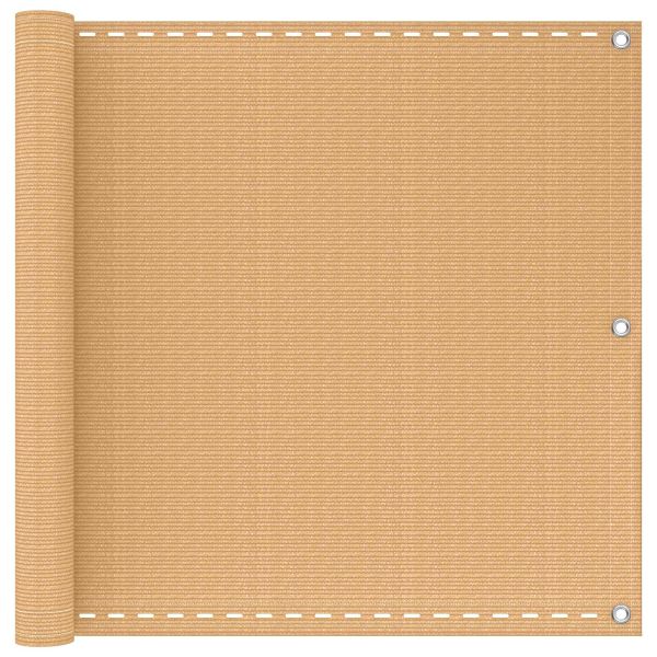 Балконен екран Пясък 75 x 600 cm HDPE и алуминий
