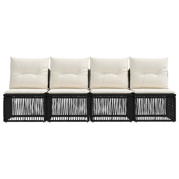 Диван за 4 седящи места 4 pcs 4-Брой места Черно полиратан