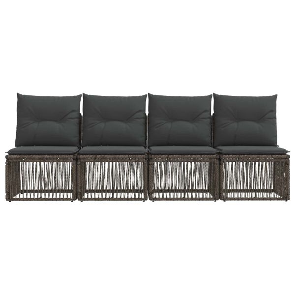 Диван за 4 седящи места 4 pcs 4-Брой места Сиво полиратан