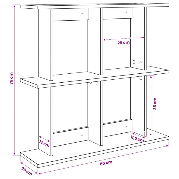 Стенен рафт Монтиране на стена Кафяво 80 x 20 x 75 см