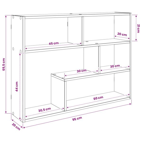 Стенен рафт Монтиране на стена Бяло 95 x 20 x 69,5 см