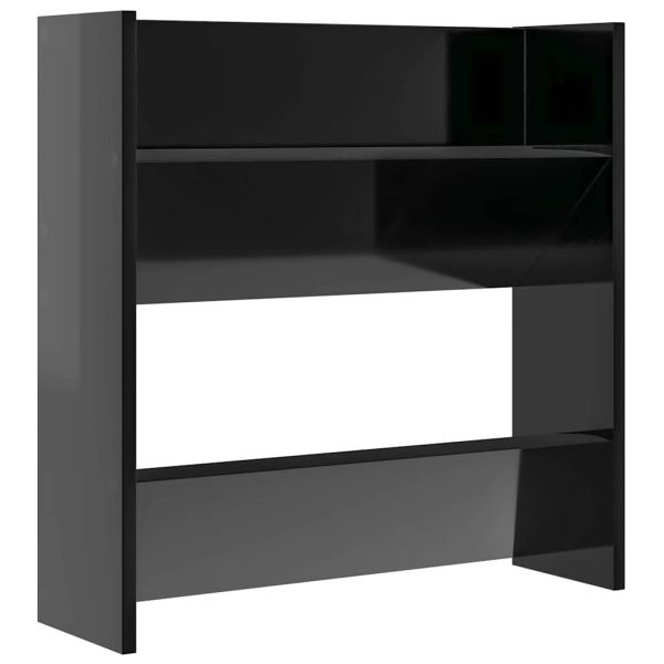 Шкафове за обувки 2 бр черен гланц 60x18x60 см инженерно дърво