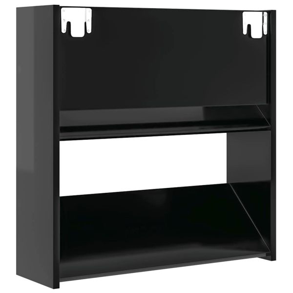 Шкафове за обувки 2 бр черен гланц 60x18x60 см инженерно дърво