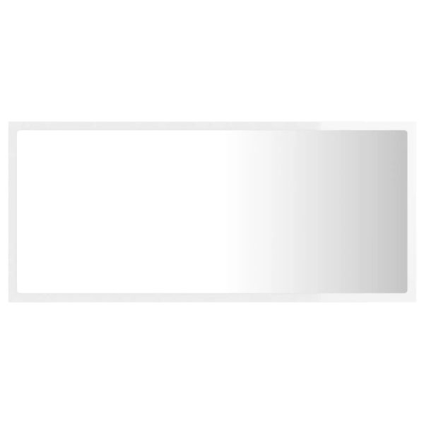 LED огледало за баня, бял гланц, 90x8,5x37 см, акрил