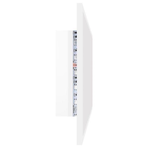 LED огледало за баня, бял гланц, 90x8,5x37 см, акрил