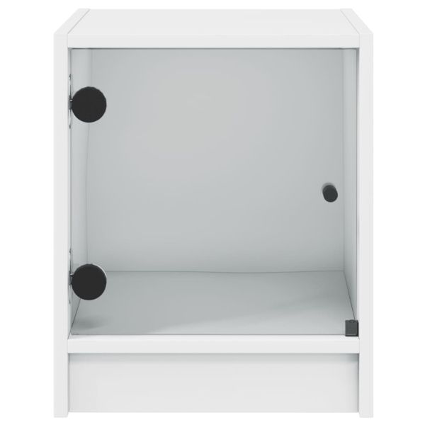 Нощно шкафче със стъклена врата бяло 35x37x42 см