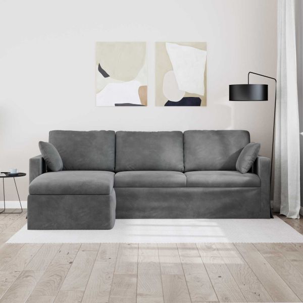 Диван Тъмен сив 228 x 134 x 80 см Кадифе