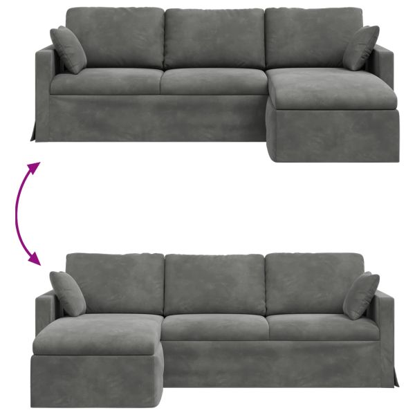 Диван Тъмен сив 228 x 134 x 80 см Кадифе