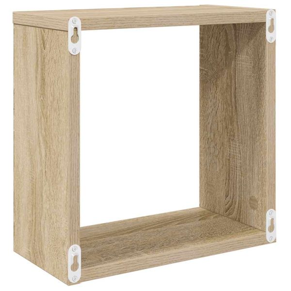 Стенни кубични рафтове, 6 бр, дъб сонома, 30x15x30 см