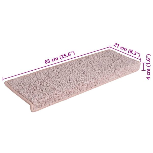 Изтривалки за стълби 15 бр. 65x21x4 см, светлорозови, правоъгълни, кант