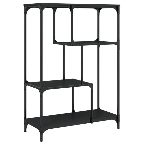 Етажерка за книги черна 81x36x115 см инженерно дърво и стомана