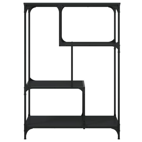 Етажерка за книги черна 81x36x115 см инженерно дърво и стомана