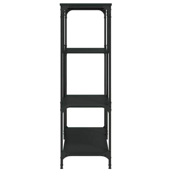 Етажерка за книги черна 81x36x115 см инженерно дърво и стомана