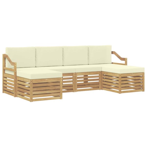 Комплект дивани за открито 6 pcs Бяло и кремаво