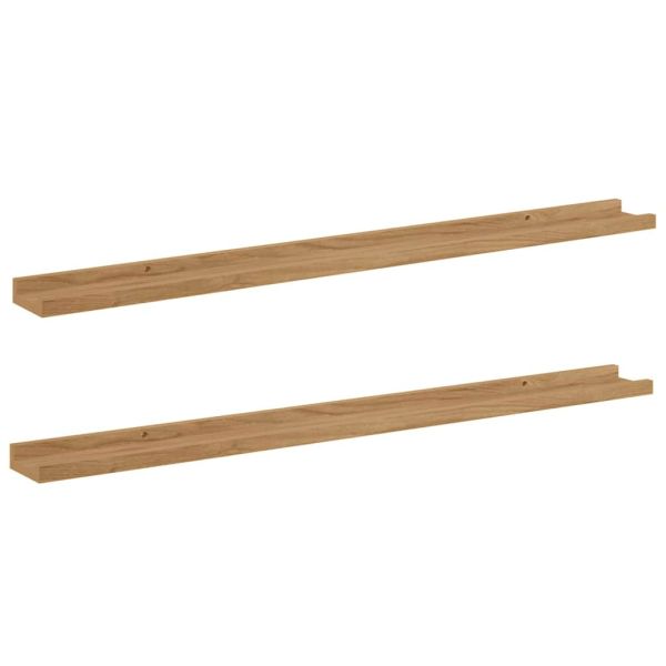 Стенен рафт с рафт 2 pcs Кафяво 100 x 9 x 3 cm Инженерно дърво