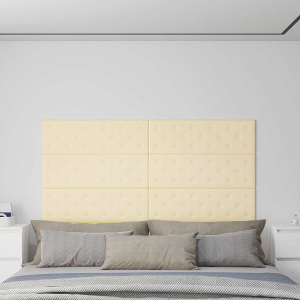 Стенно табло за легло 12 pcs Крем 90 x 30 cm Изкуствена