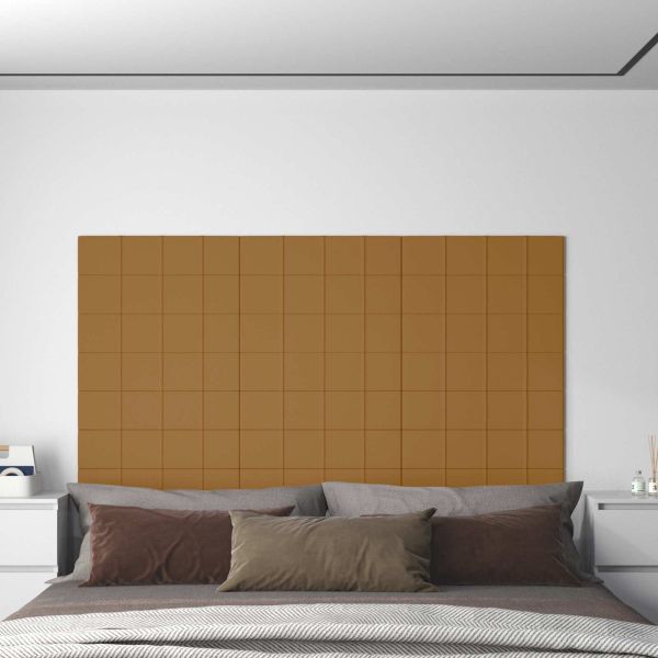 Стенно табло за легло 12 pcs Кафяво 60 x 15 cm Кадифе