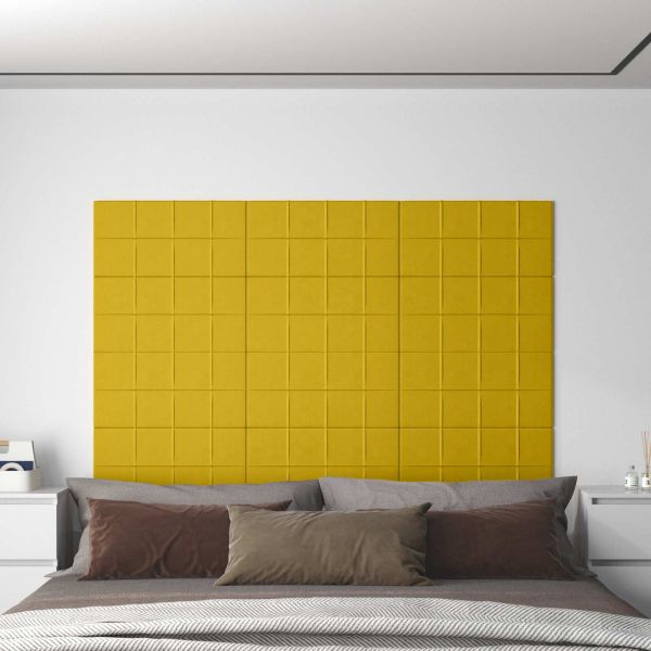 Стенно табло за легло 12 pcs Жълто 60 x 30 cm Кадифе