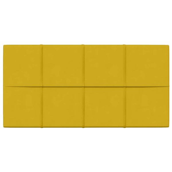 Стенно табло за легло 12 pcs Жълто 60 x 30 cm Кадифе