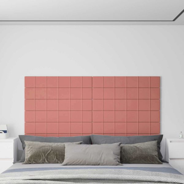 Стенно табло за легло 12 pcs Розово 90 x 15 cm Кадифе