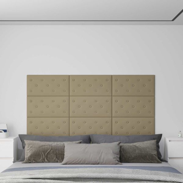 Стенно табло за легло 12 pcs Капучино 60 x 30 cm Изкуствена