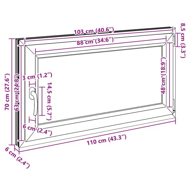 Прозорец за мазе RISOR 110 x 70 cm PVC и стъкло Антрацит
