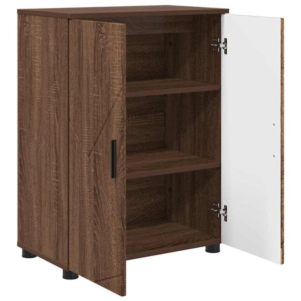 Шкаф за баня Кафяв дъб 60 x 35 x 80 см Инженерно дърво & Метал