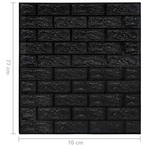 3D тапети Тухли, самозалепващи се, 40 бр, черни