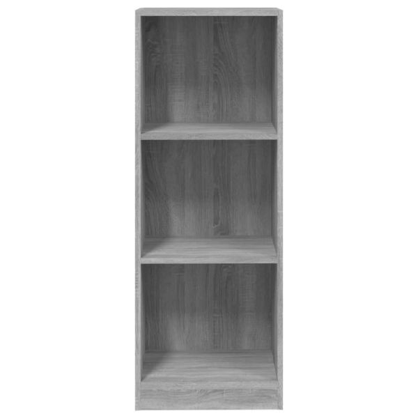 Библиотека на 3 нива, сив сонома, 40x24x109 см, инженерно дърво